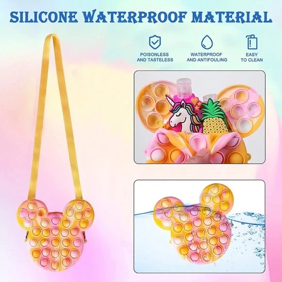 Pack of Bracelet Pop Shoulder Purse Keychain Crossbody Push Bubble Fidget Toy Toys